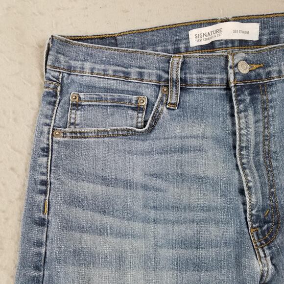 Levi Strauss Signature S51 Straight Jeans Mens 36x30 Blue Denim Stretch Classic - Picture 3 of 15